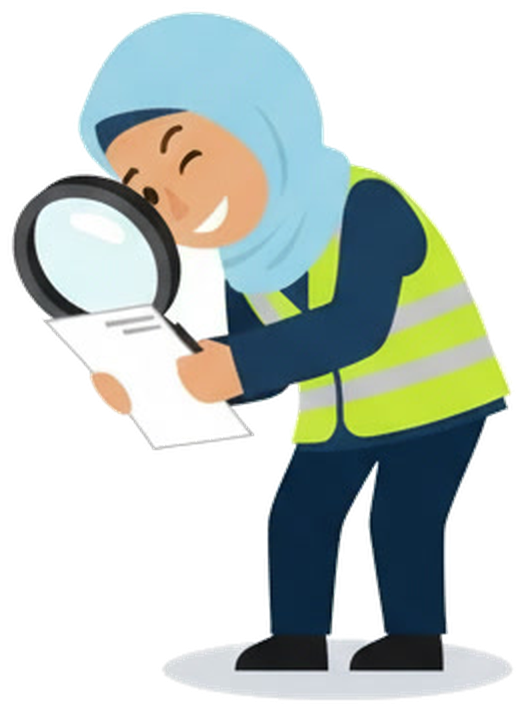 A character searching with a magnifying glass