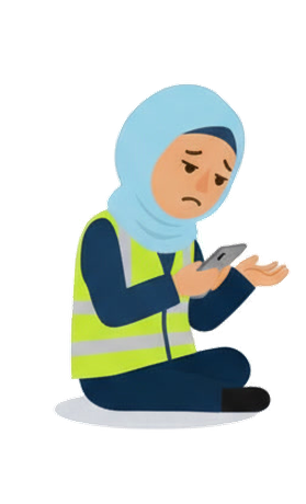 A character looking sadly at her phone, waiting for a reply