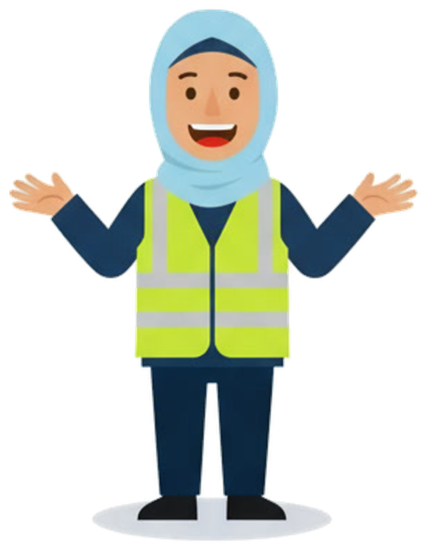 Ground crew character welcoming you with open arms